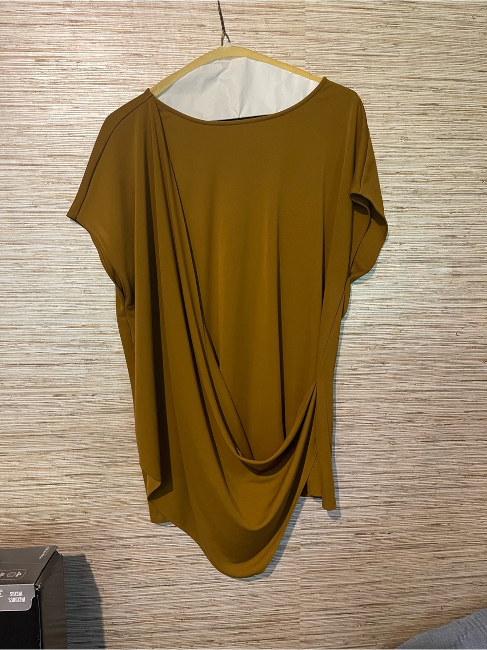 Alfani Draped Short-Sleeve Tunic in Mustard